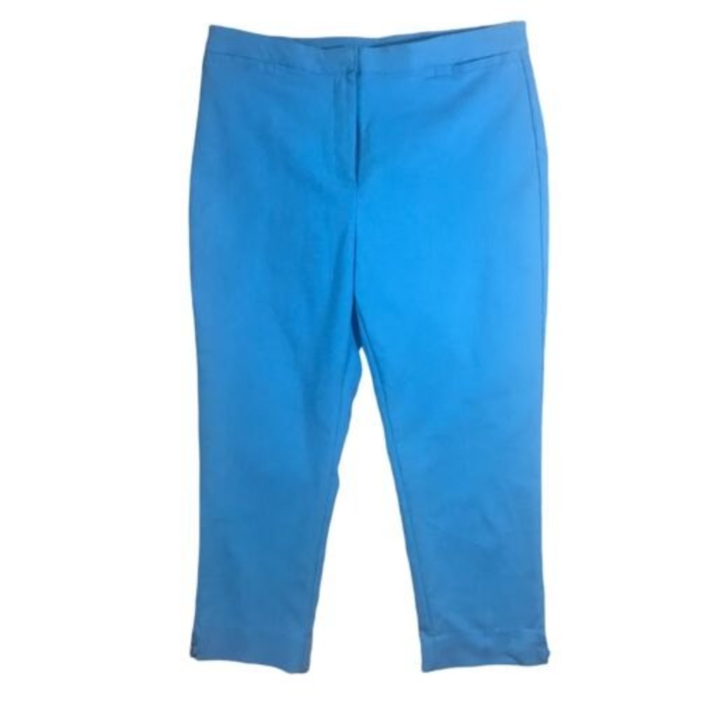Ruby Rd. Capri Crop  pants women size 16P Teal Waistband Elastic Summer NWT $60